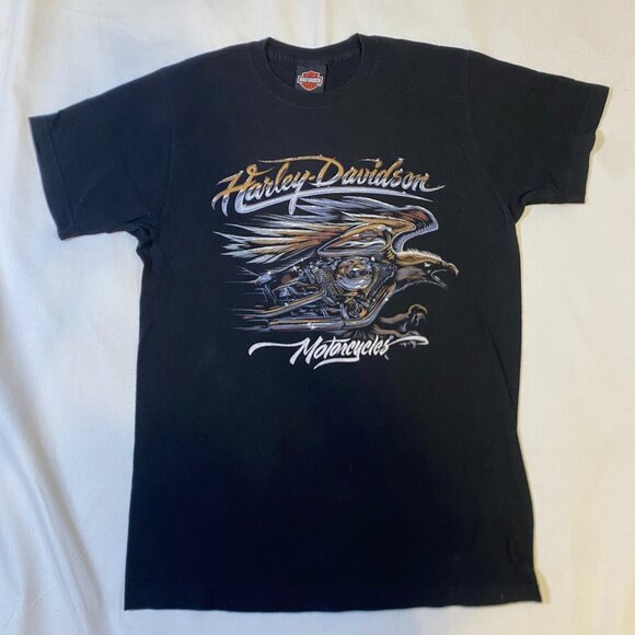Vintage Harley Davidson Eagle Motorcycle Hollywood Route 66 2017HD T-Shirt - Picture 1 of 3